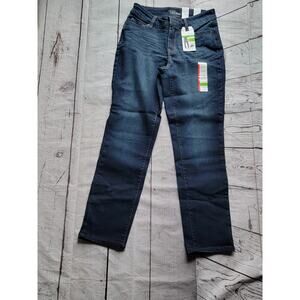 Size 6 Dark Wash Straight Jeans By Time & True Mid Rise Jeans New